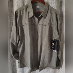 👷‍♀Dickies Temp-iQ Women's Cooling Utility Shirt UPF 40+ Snap Closure 2XL Olive